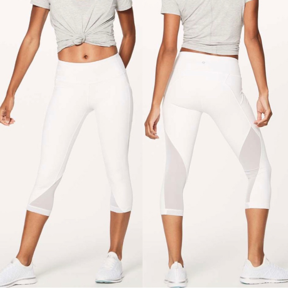 Lululemon Sweat Your Heart Out Crop 21" Leggings in White Size 4